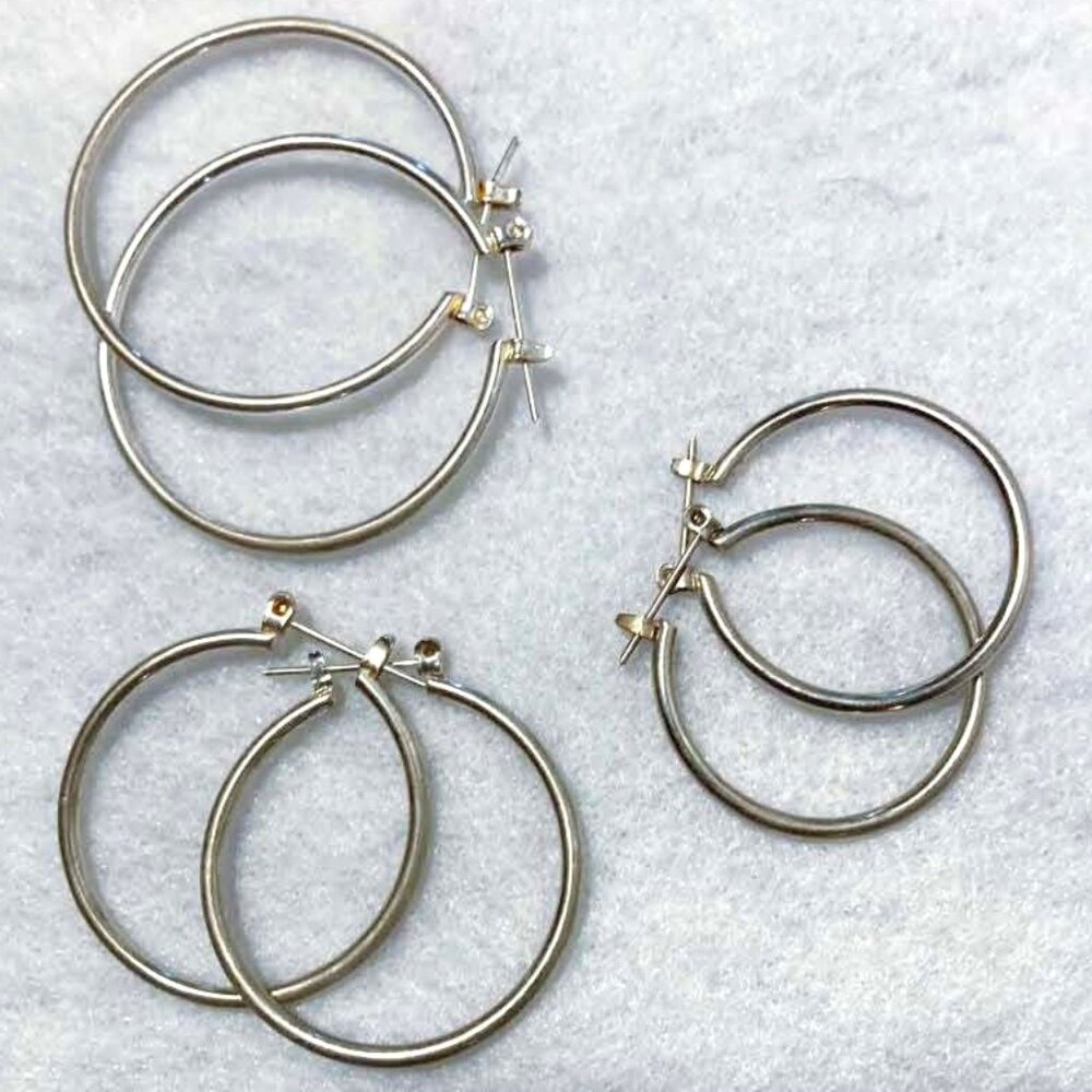 STERLING SILVER HOOP PIN HOOK EARRINGS – SET OF 3 SIZES